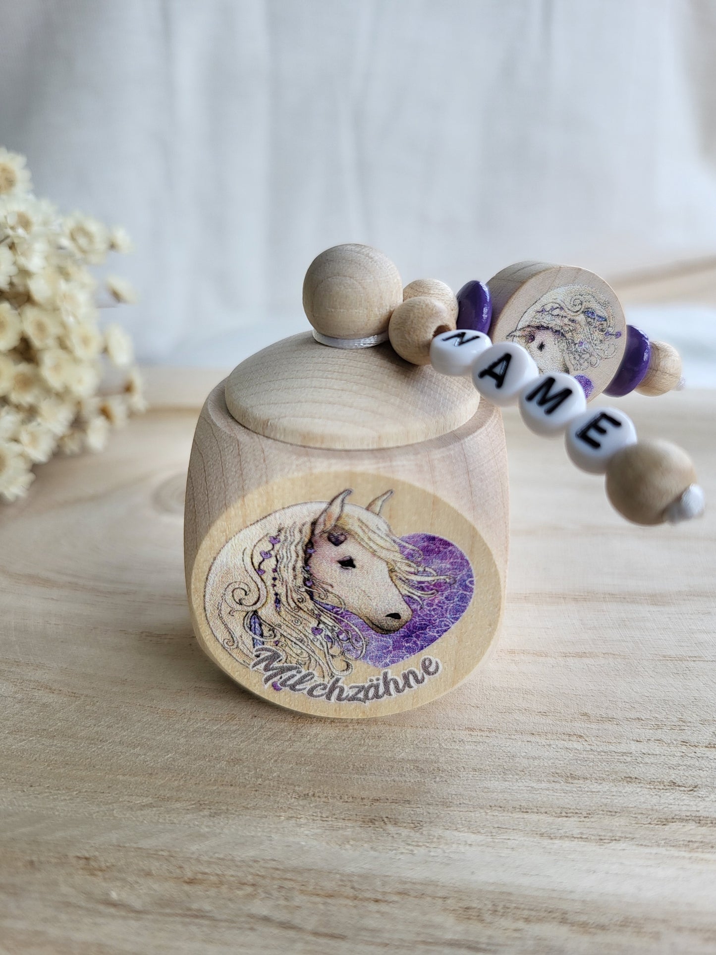 Milchzahndose Pferd Weiß Personalisiert