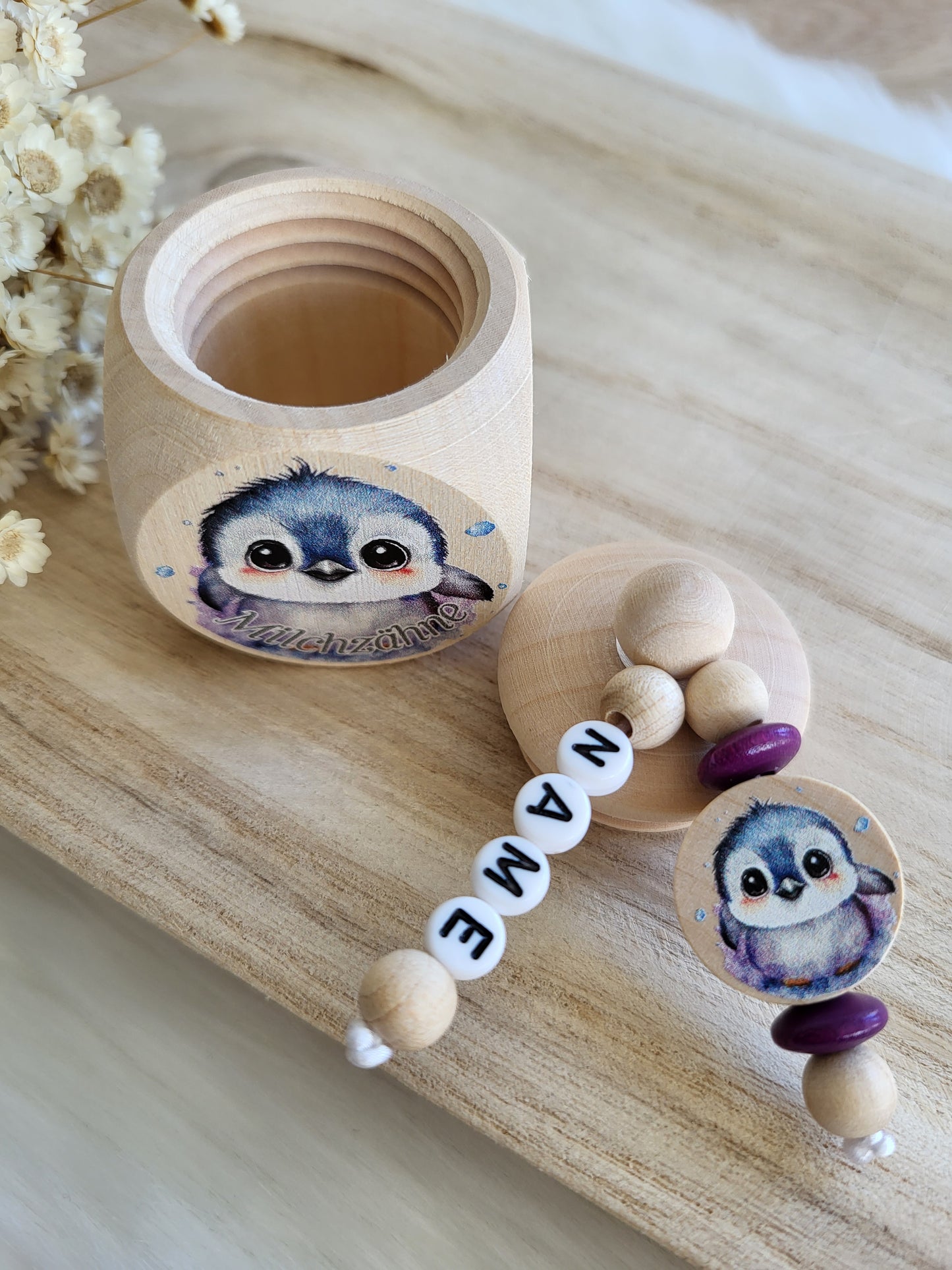 Milchzahndose Pinguin Personalisiert