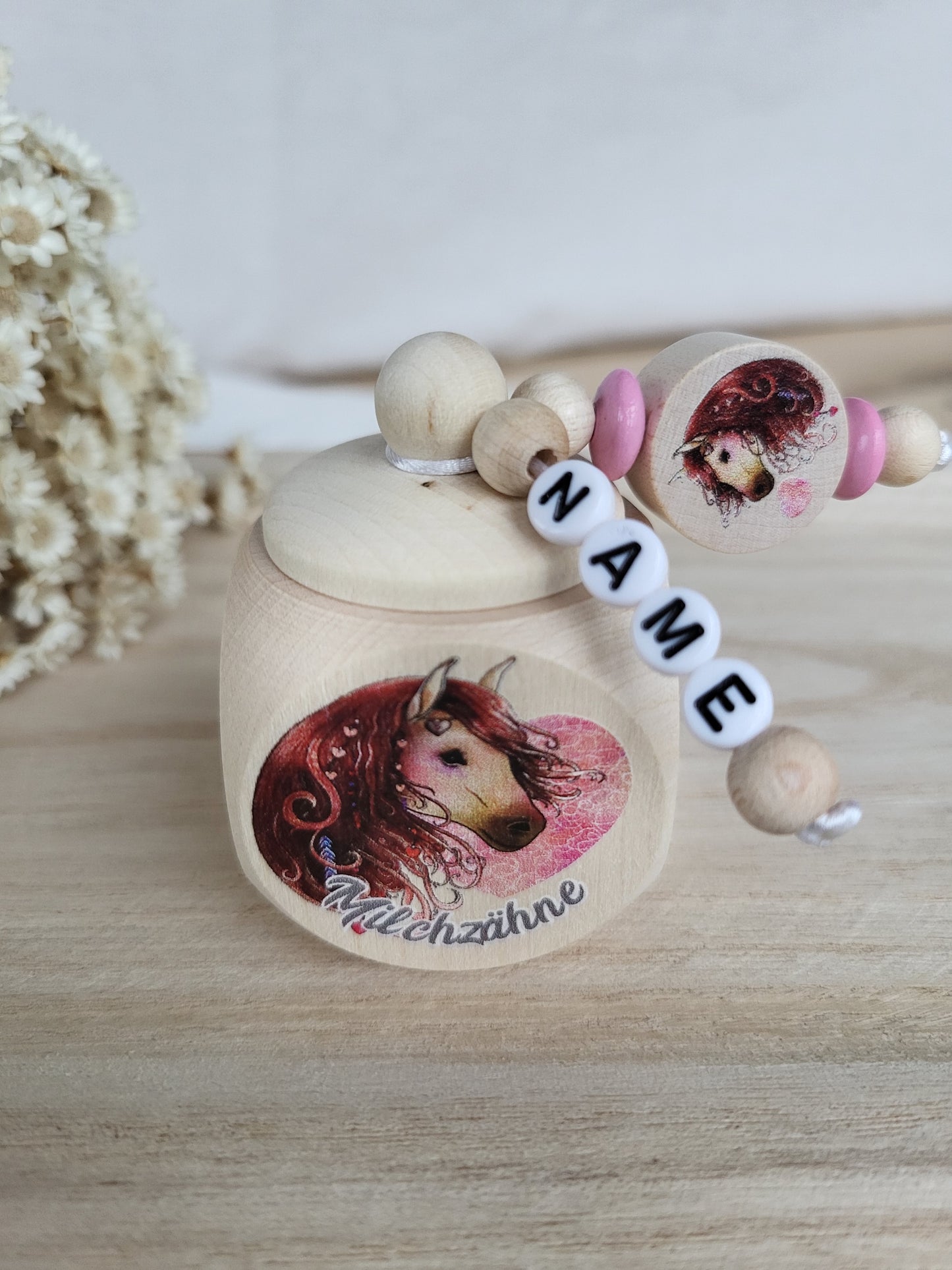Milchzahndose Pferd Braun Personalisiert