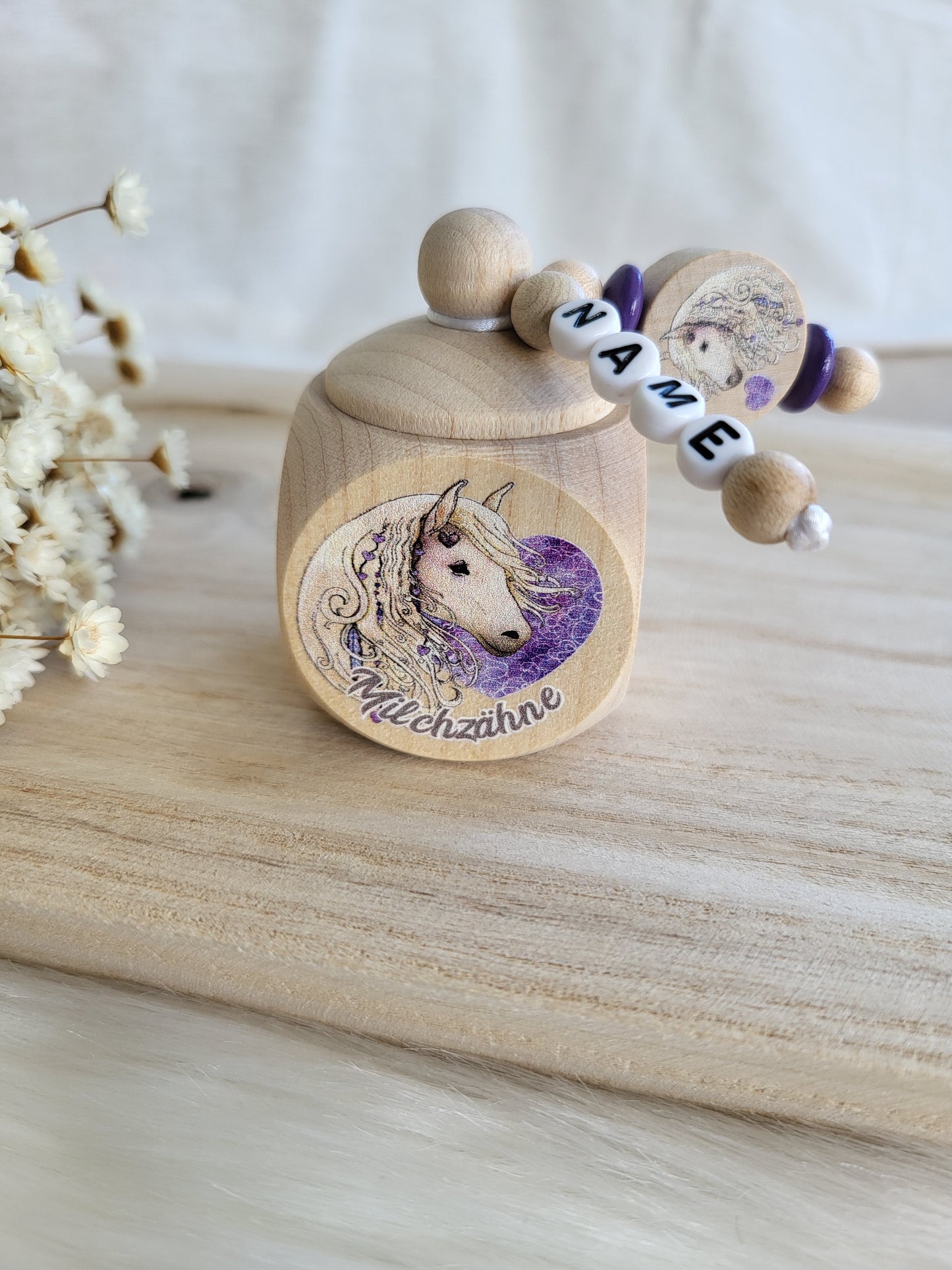 Milchzahndose Pferd Weiß Personalisiert