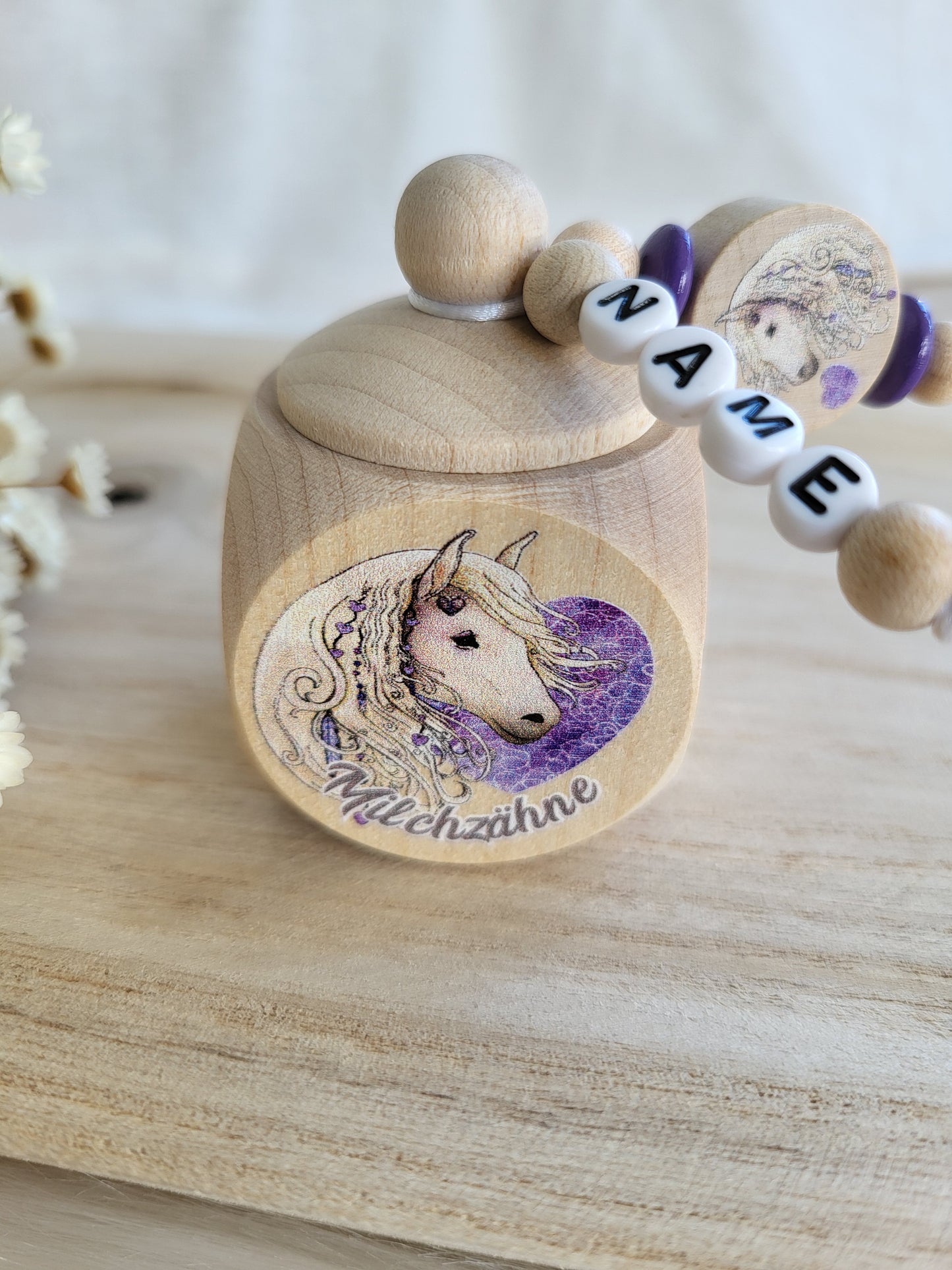 Milchzahndose Pferd Weiß Personalisiert