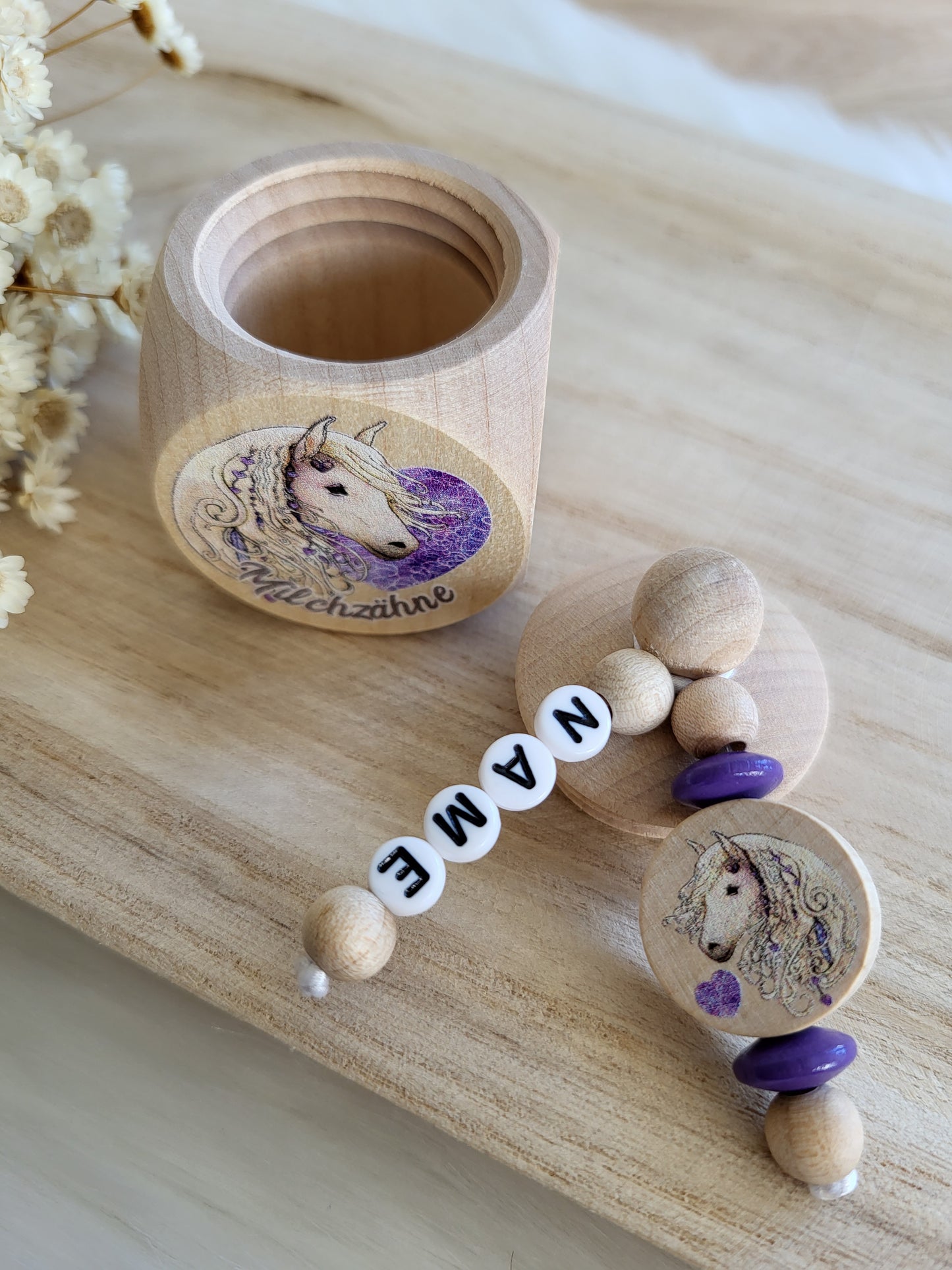 Milchzahndose Pferd Weiß Personalisiert