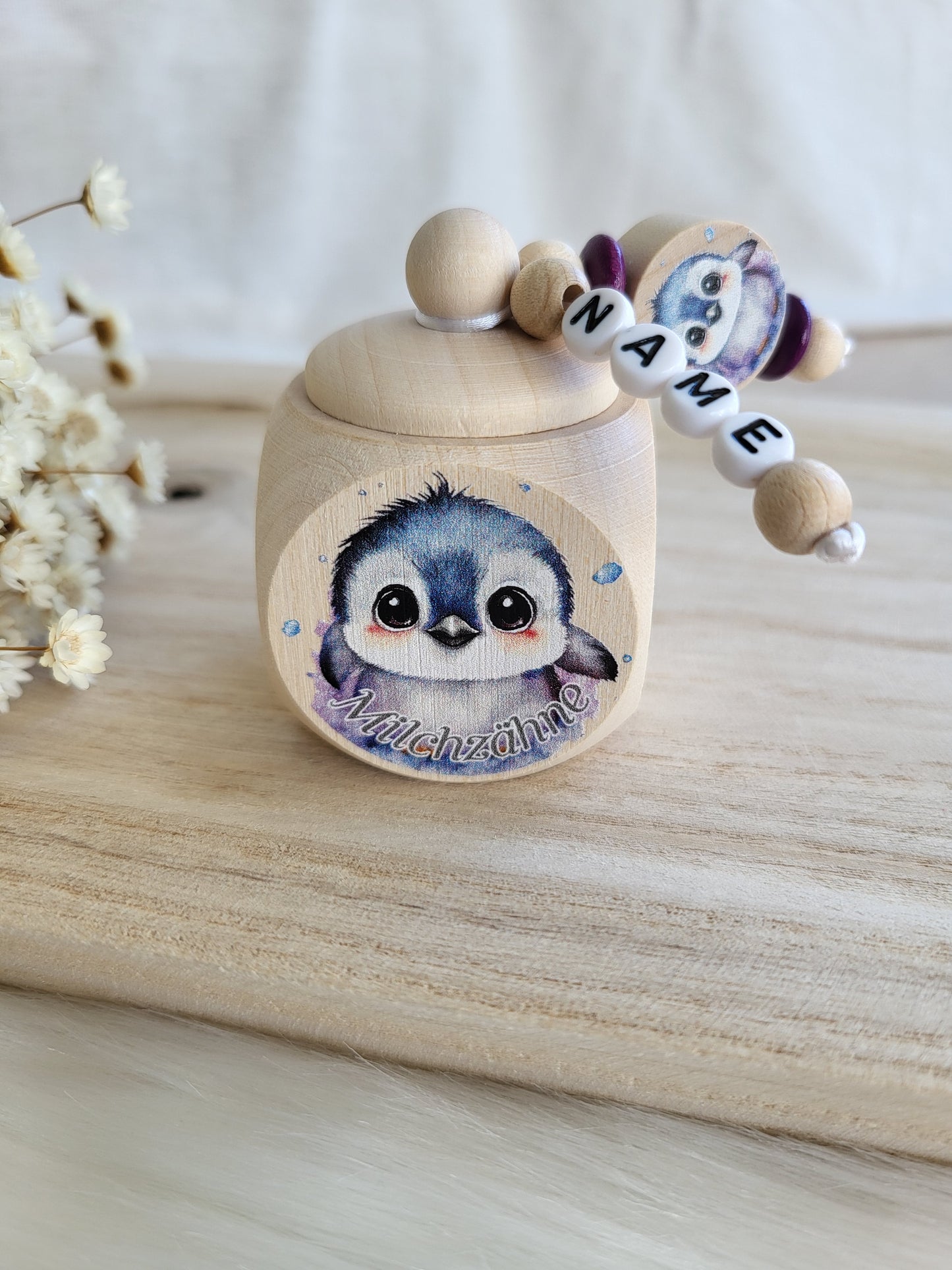Milchzahndose Pinguin Personalisiert