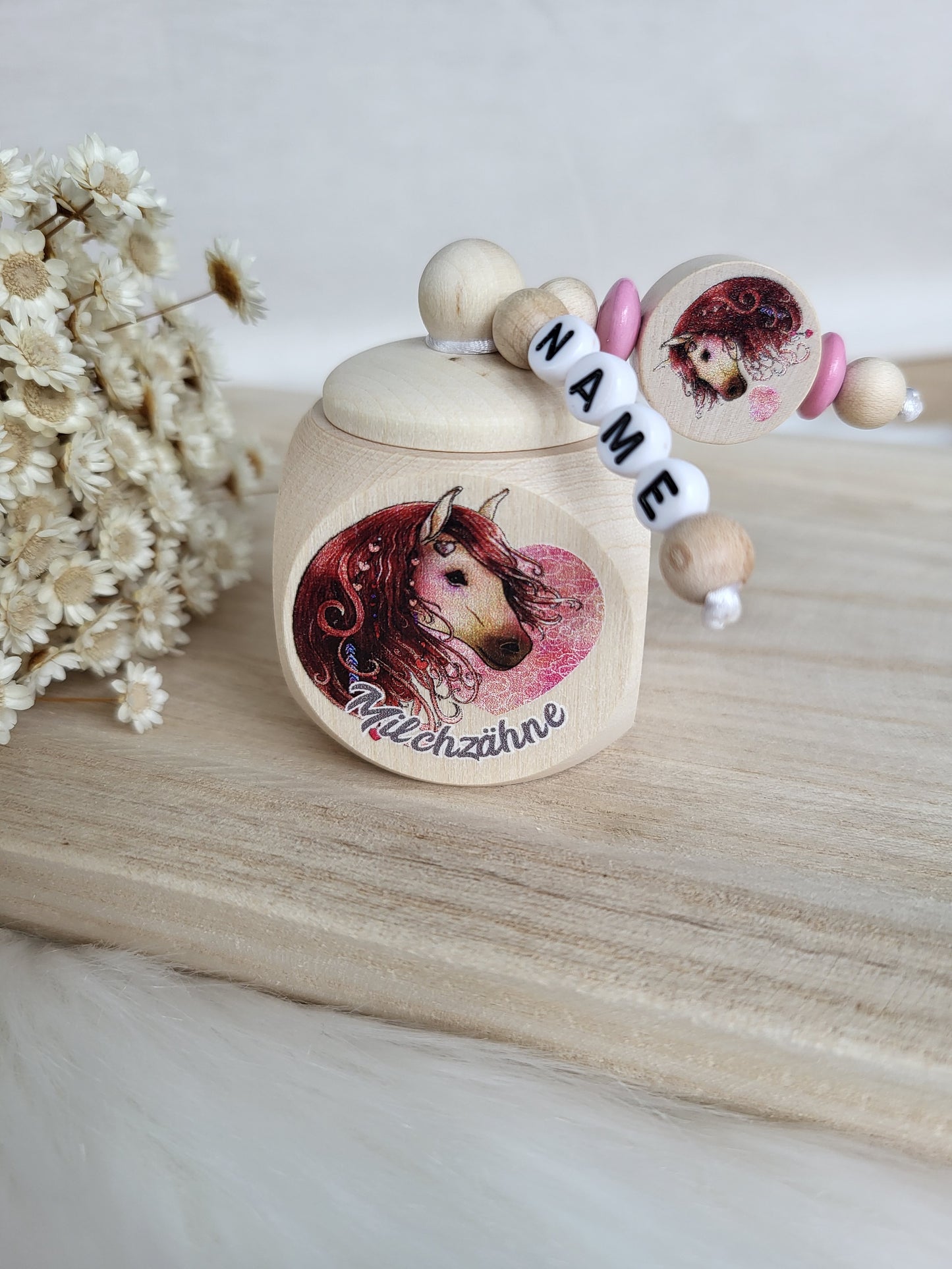 Milchzahndose Pferd Braun Personalisiert