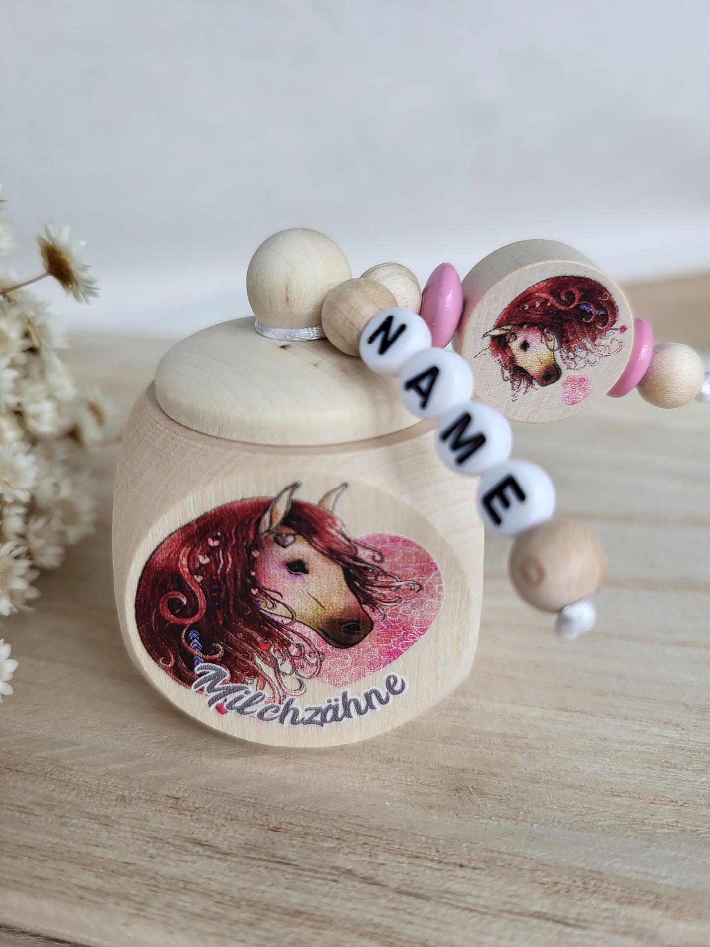 Milchzahndose Pferd Braun Personalisiert