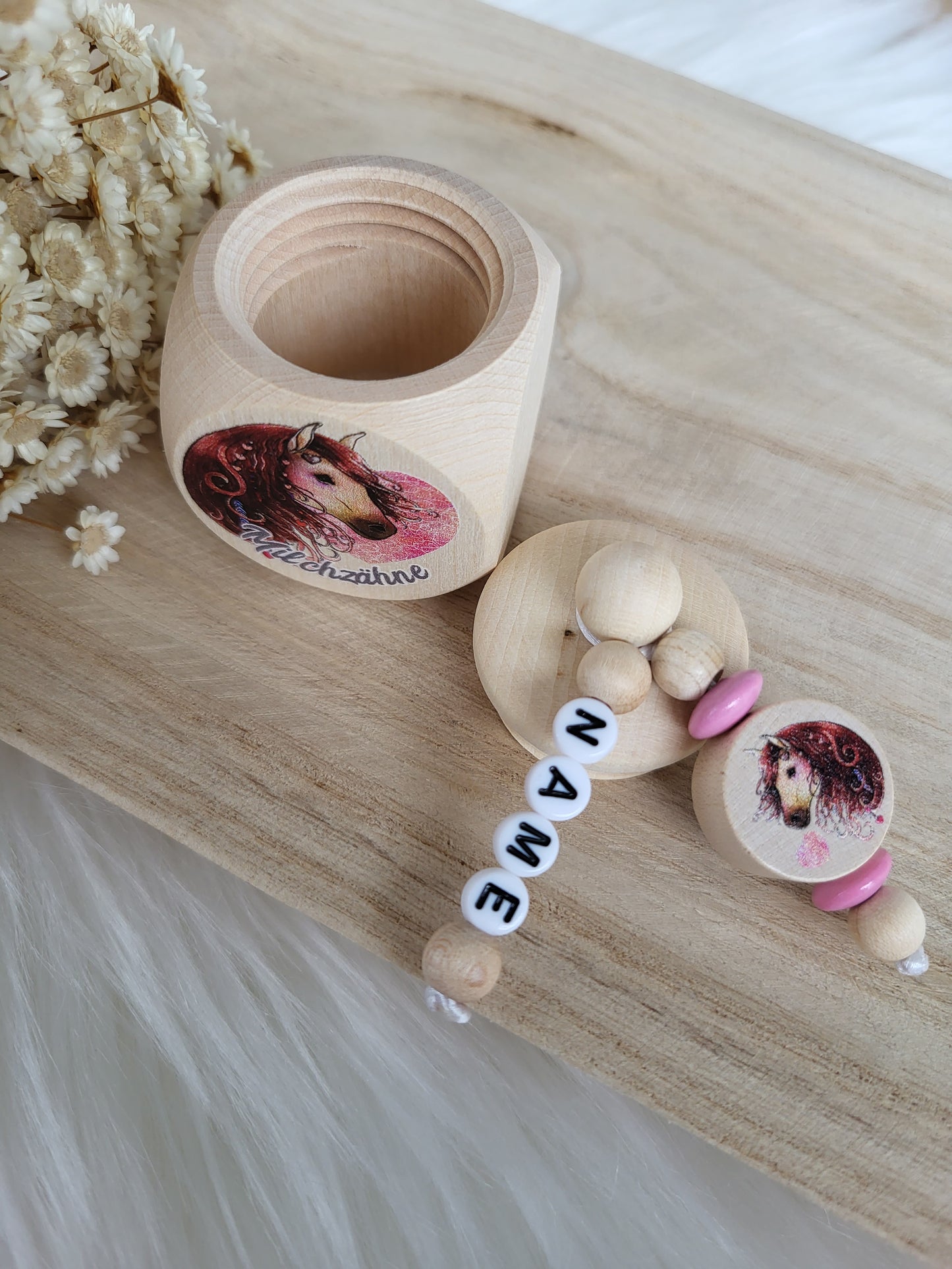 Milchzahndose Pferd Braun Personalisiert