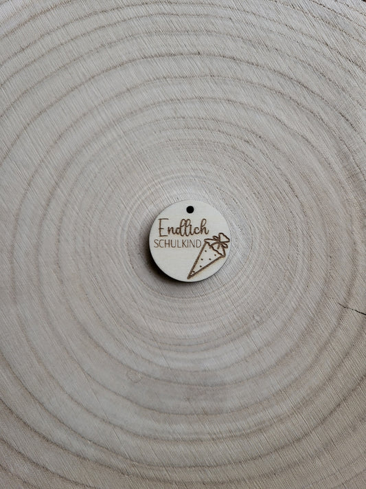 Geschenkanhänger Schule - Endlich Schulkind Schultüte Punkte