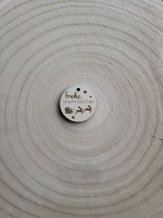 Geschenkanhänger Weihnachten - Frohe Weihnachten Schlitten