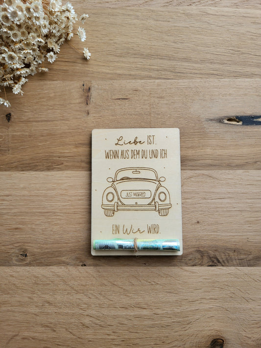 Geldgeschenkkarte Hochzeit - Auto - Liebe ist