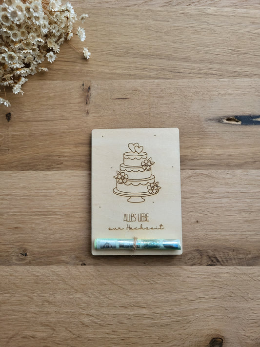 Geldgeschenkkarte Hochzeit - Torte - Alles Liebe
