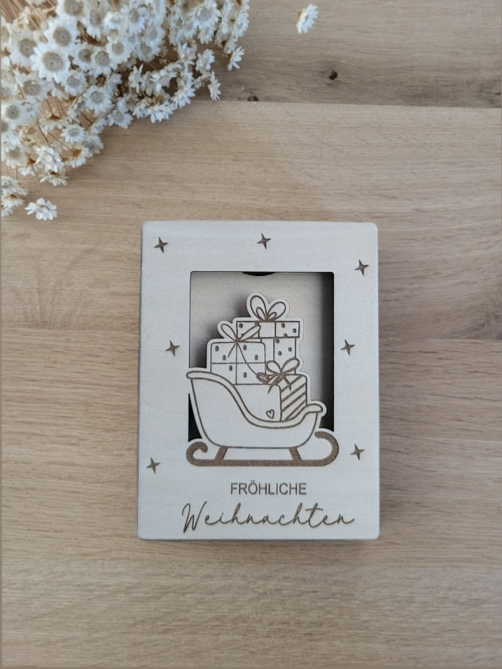 Geldgeschenk Weihnachten - Fröhliche Weihnachten Schlitten