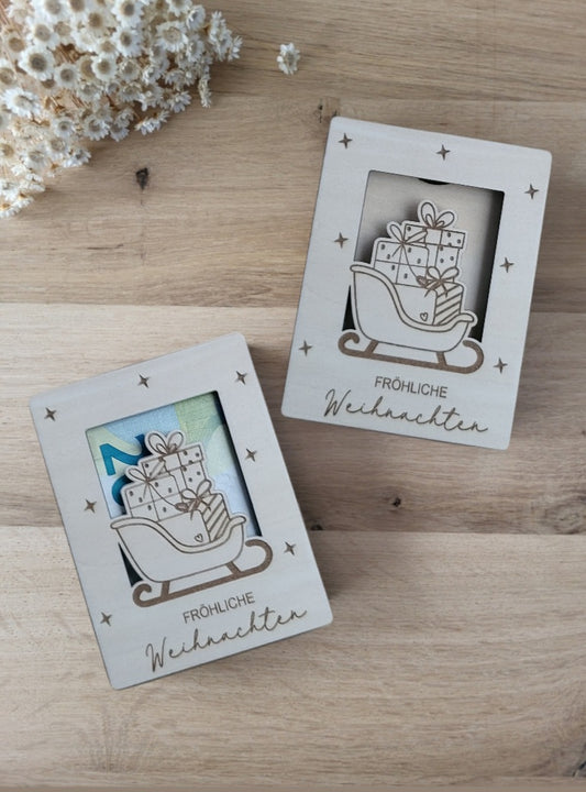 Geldgeschenk Weihnachten - Fröhliche Weihnachten Schlitten