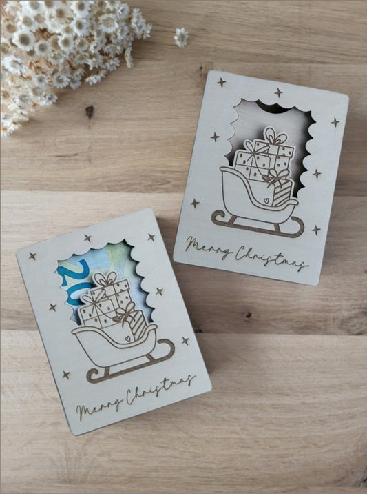 Geldgeschenk Weihnachten - Merry Christmas Schlitten